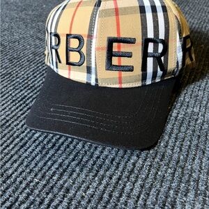 Burberry Check Pattern Cap in Tan and Black